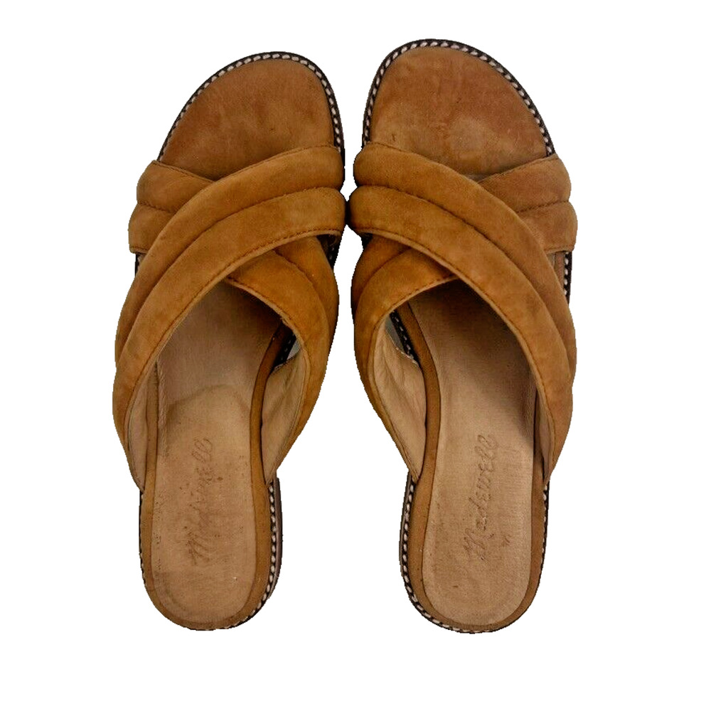 Madewell Tan Suede Crisscross Slide Sandals